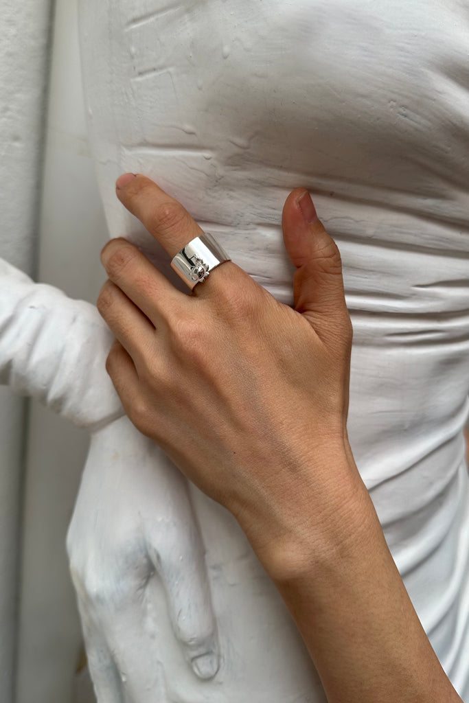 Sunflower Ring 14mm Sterling Silver