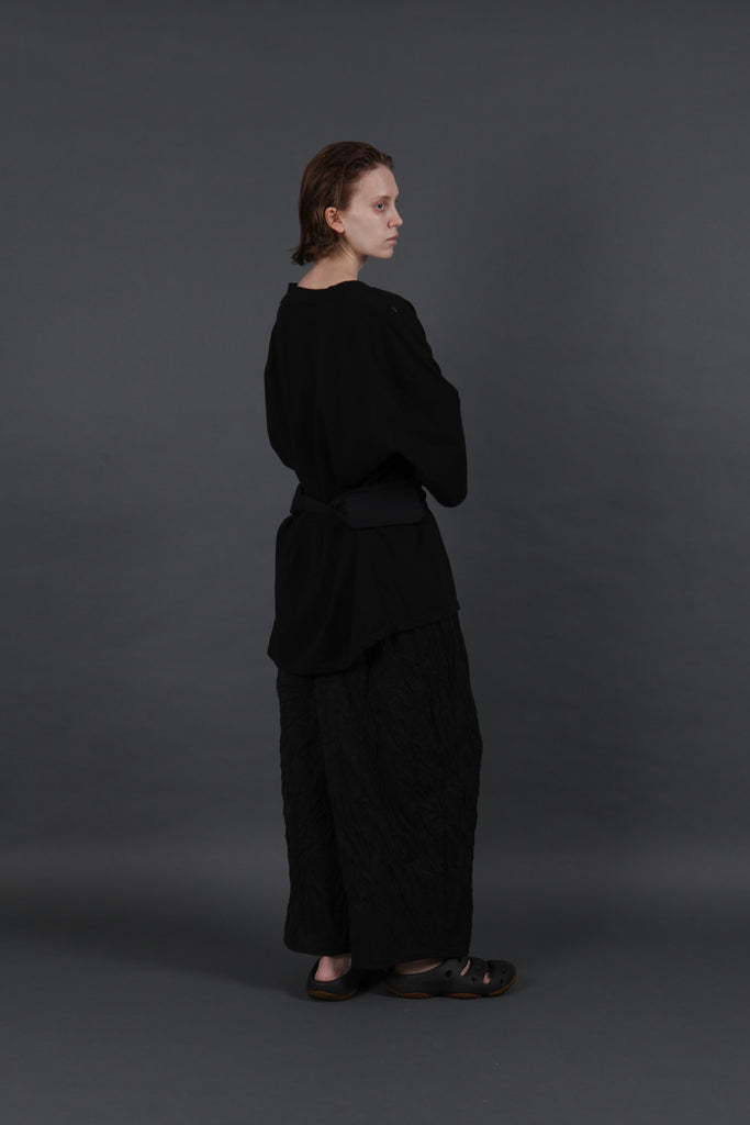 SS24 UNISEX AMU WIDE CRUMPLED TROUSERS #BLACK [sold out]
