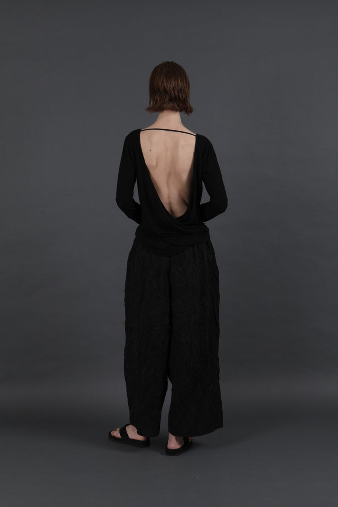 SS24 UNISEX AMU WIDE CRUMPLED TROUSERS #BLACK [sold out]