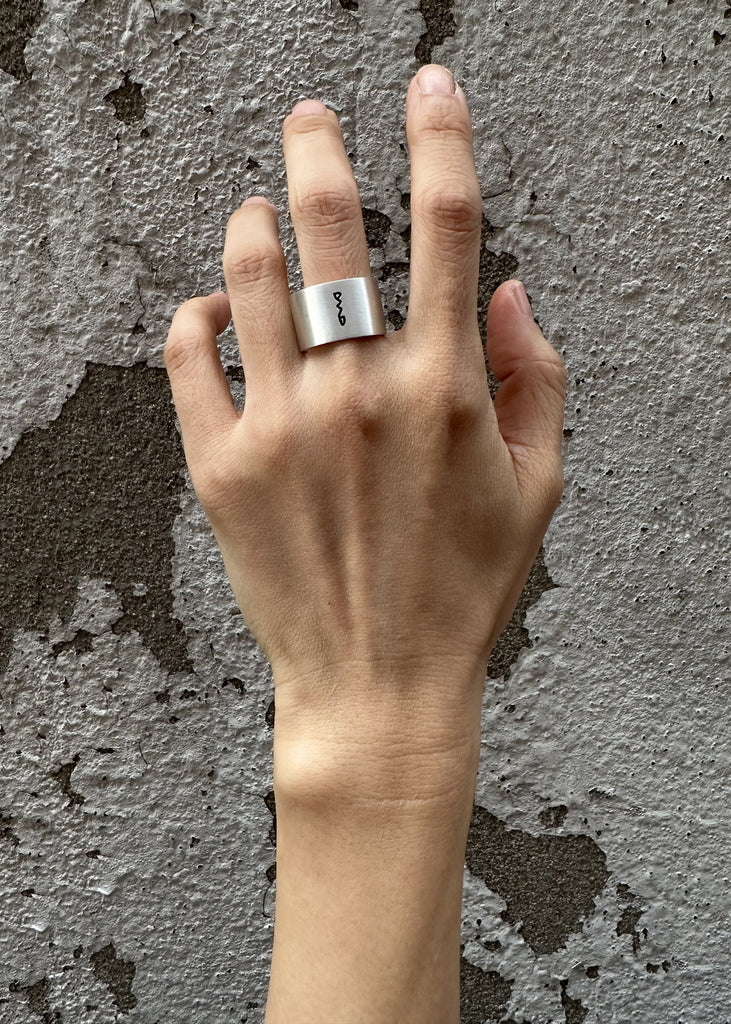 Black Enamel Ring 14mm Sterling Silver
