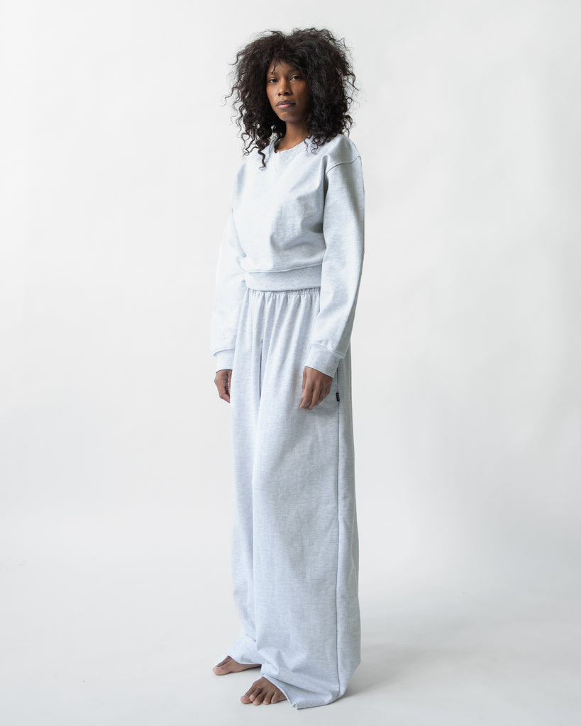 SS23 UNISEX HEAVY WIDE LONG SWEATPANTS #WHITE MELANGE [SEASON SALE 50% OFF]