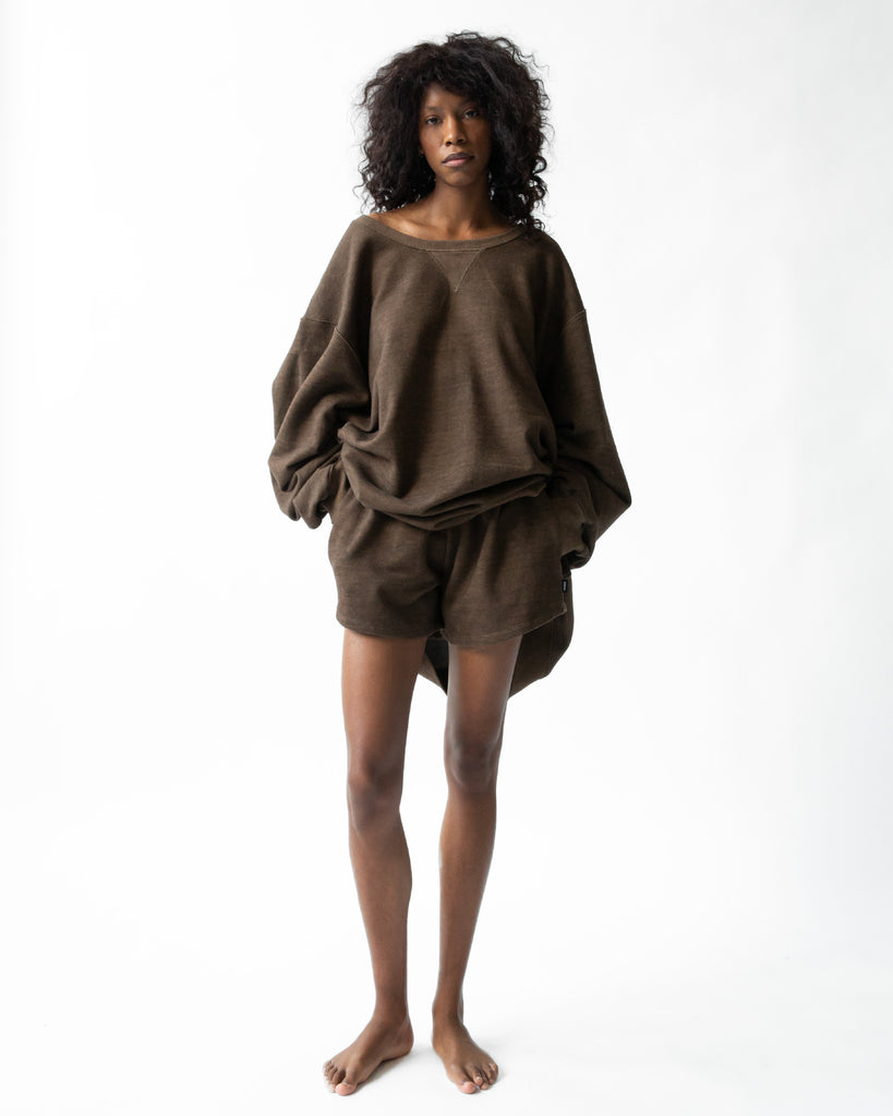 SS23 UNISEX VINTAGE WASHED OVERSZIED SWEATSHIRT #BROWN