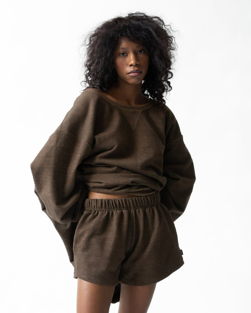 SS23 UNISEX VINTAGE WASHED OVERSZIED SWEATSHIRT #BROWN
